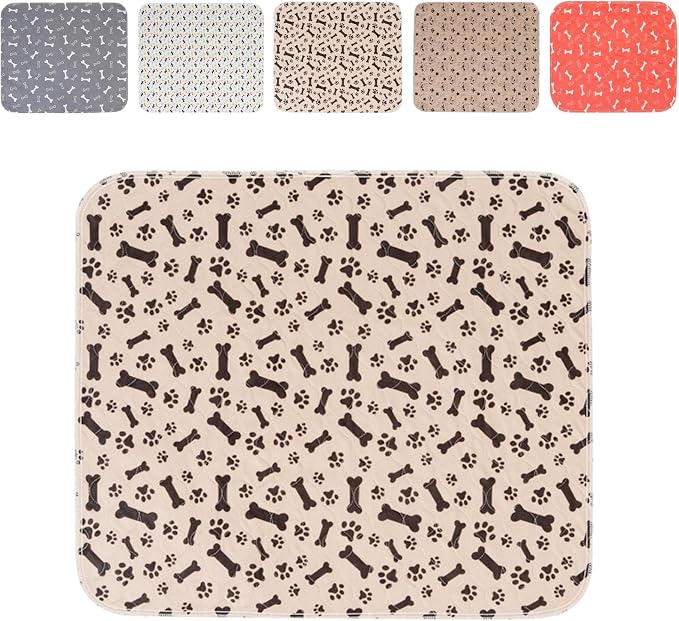 Puppy Pee Pads with Pheromones,Forever Pad,Washable Pee Pads for Dogs,Reusable Dog Pee Pads,Waterproof and Leak-Proof,Non-Slip Base Training Pad Suitable for Home(Brown Bones,XS:11.8*11.8in)