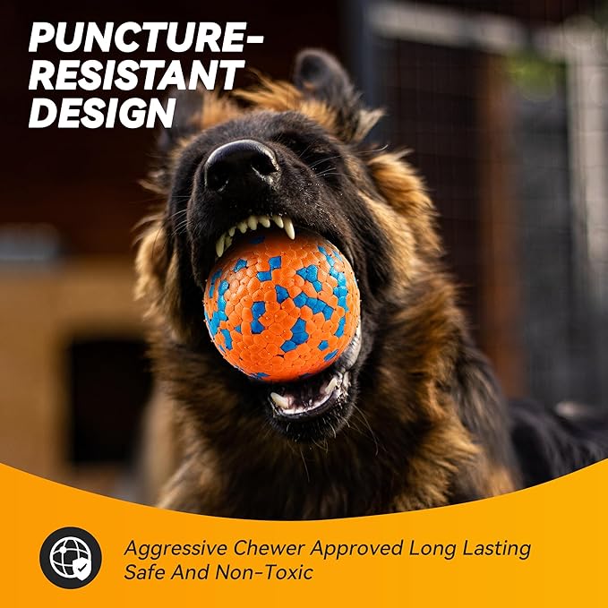 FUSOTO 2Pcs Dog Balls, Tennis Balls for Dog Aggressive Chewers, for Large Medium Small Puppy, Training Catch&Fetch, Water Floats Toys, Orange
