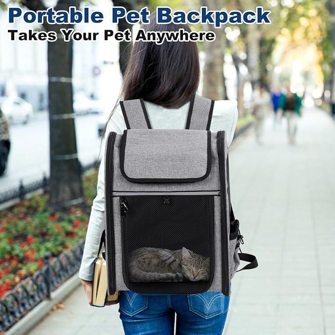 Pet Carrier Backpack for Cats, Dogs and Small Animals, Expandable Portable Pet Travel Carrier, Up to 18 Lbs, Super Ventilated Design, Airline Approved for Traveling, Hiking, Camping