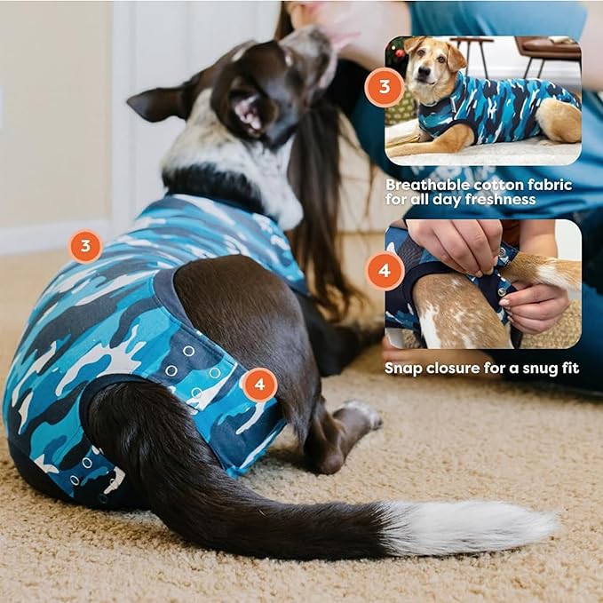 Suitical Recovery Suit Dog, Large, Blue Camouflage