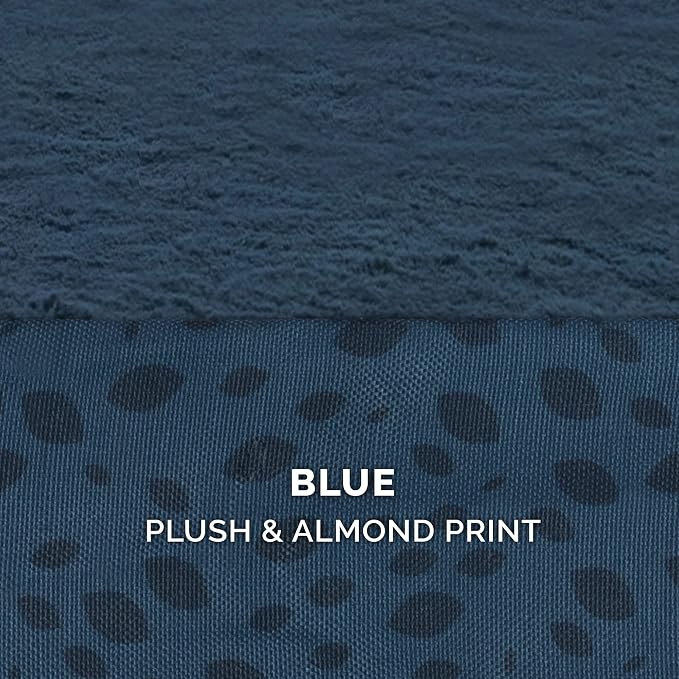 Furhaven Memory Foam Dog Bed for Large/Medium Dogs w/ Removable Bolsters & Washable Cover, For Dogs Up to 55 lbs - Plush & Almond Print L Shaped Chaise - Blue Almonds, Large