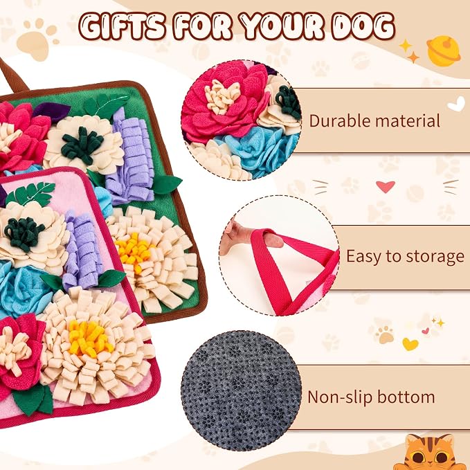 Yinkin 2 Pack Rabbit Foraging Mat for Small Animals Puzzle Toys Interactive Nosework 15.4 x 13.7 inches Feeding Mat for Bunny Hamsters Guinea Pigs Chinchillas(Fashion Style)