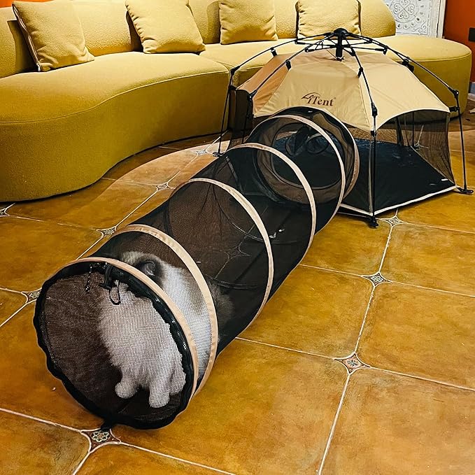 Pumpkin Cat Tent for Indoor and Outdoor Cat Enclosures, X-Large Portable Pop Up Cat Playpen with Tunnel, Foldable Breathable Mesh Pet Tent for Cats, Rabbits and Small Animals