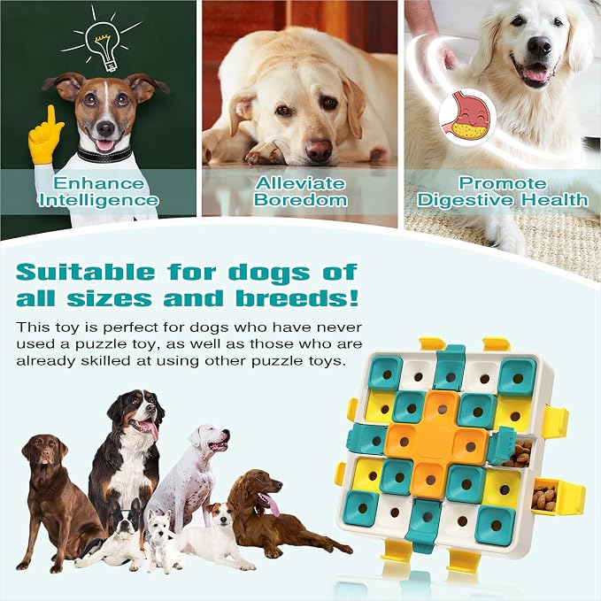 KADTC XL Size 2-Levels, 4 Ways, Dog Puzzle Toy, Mental Stimulation for Dogs | 4 puzzle actions and 2 levels deliver longer, advanced mental stimulation with drawers, slide lids, flip lids, and rotation.