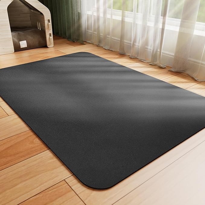 HotLive Dog Food Mat - Absorbent Cat Mat for Food and Water, No Stains Pet Feeding Bowl Mat, Easy to Clean Pet Placemats, Quick Dry Dog Water Dispenser Mat for Messy Drinkers | Black 18"x 28"