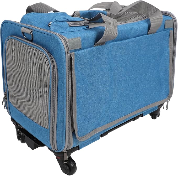 Airline Approved Dog Carrier, Foldable Rolling Pet Carrier for Dogs Cats Animal Travel Bag TSA Approved Pet Carrier in Cabin Pet Carrier with Wheels for Flight Camping Outdoor