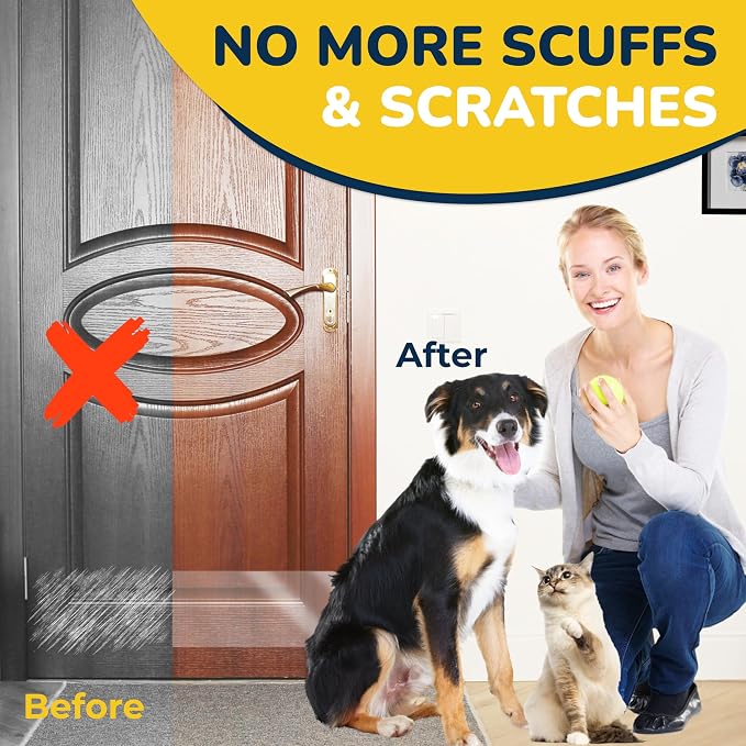 PROTECTO Heavy Duty Door Protector from Dog Scratching, 34x8” Clear Self-Adhesive Door Kick Plate for Bottom of Door, Scratch Protection for Interior & Exterior Doors, Walls, Window & Sliding Doors