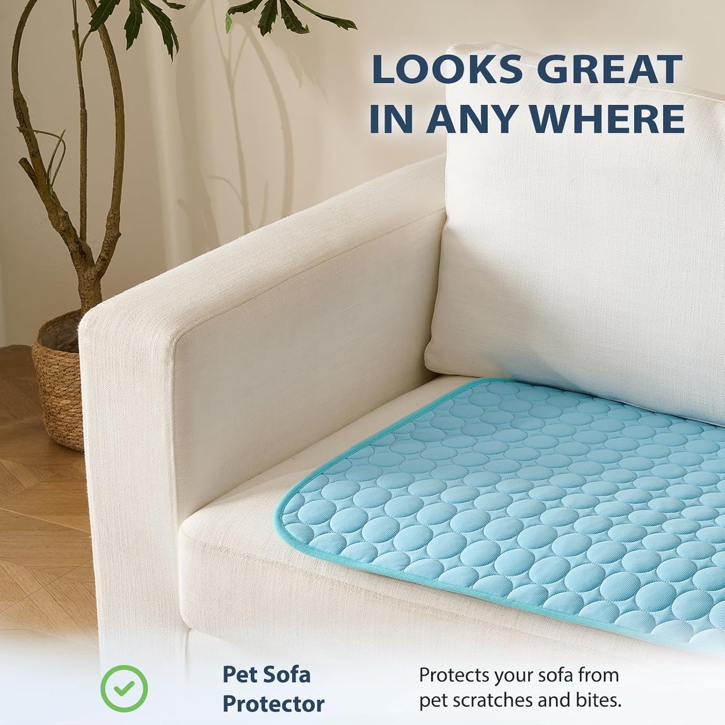 MICROCOSMOS Summer Cooling Mat & Sleeping Pad- Water Absorption Top, Materials Safe, Easy Carry, EZ Clean. Keep Cooling for Pets, Kids and Adults.(Blue, 19" x 15")