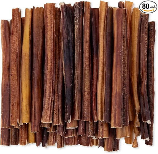 GigaBite Bully Sticks for Dogs All Natural Beef Pizzle Dog Chews, Odor & Rawhide Free Dog Treats, Long Lasting High Protein Chews Digestible Dental Dog Treat - Sticks (Half-cut 6"), Pack of 80