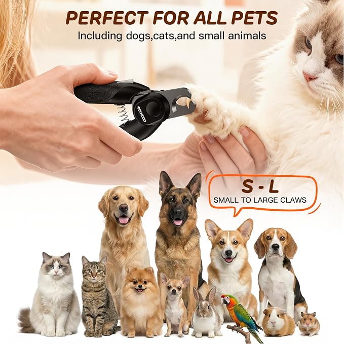 Dog Nail Clippers & Cat Nail Clipper, Pet Nail Trimmer with 2 LED Lights,Safety Side Lock, Nail File and Anti-Slip Handles, Dog Nail Grinder Quiet for Large Medium and Small Dogs & Cats
