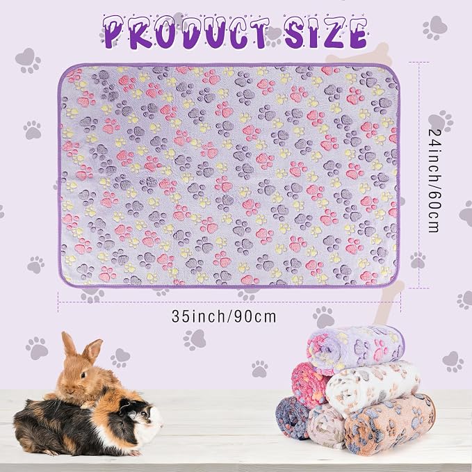 YUEPET Waterproof Guinea Pig Blankets Washable 6 Pack Small Animal Fleece Cage Liners Pet Soft Sleep Mat Pad Cover Warm Flannel Throw for Hamster Guinea Pig Rabbit Chinchilla Hedgehog Ferret 35"×24"