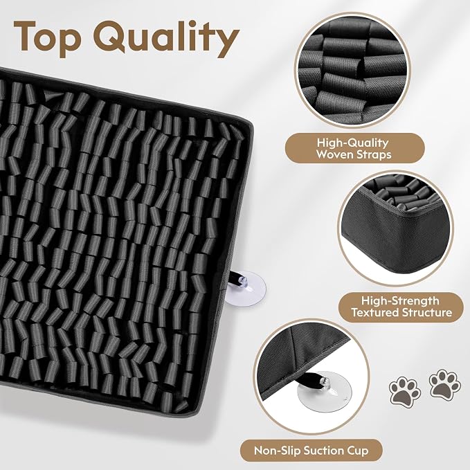 FunFurry Snuffle Mat for Dogs, Dog Puzzle Mat, Interactive Dog Toys for Enrichment,Sniff Mats with Non-Slip Backing,Suitable for Breeds and Sizes of Dogs (Black, 17" X 15")