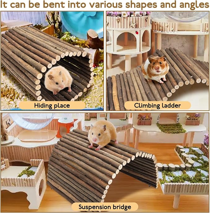 PINVNBY 2 PCS Extra Large Wooden Bunny Ladder Bridge-20 x 11.8 inches, Rabbits Hideout House Tunnel, Rodents Chew Toys for Guinea Pig Chinchillas Hedgehogs Ferrets Rat