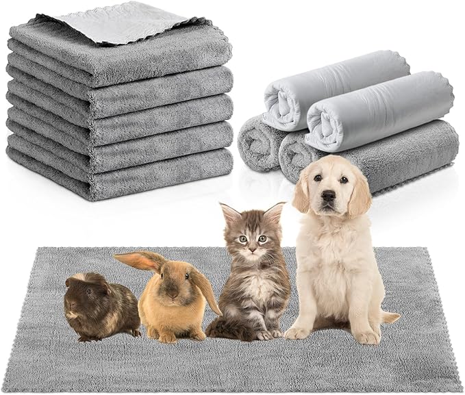 SmoothNovelty 5 Pcs Waterproof Guinea Pig Blankets Washable Small Animal Pee Pad Pet Blanket Sleep Bedding Mats Absorbent Guinea Pig Cage Liner Reusable Pet Sleep Pad(Gray,22" X 47",Classic)