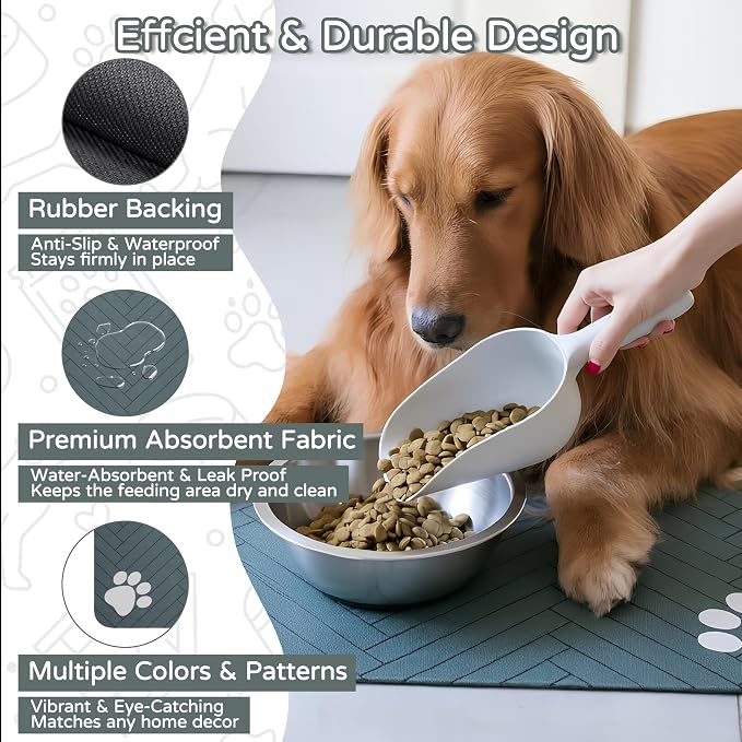 Pet Feeding Mat-Absorbent Dog Feeding Mat for Food and Water Bowl,No Stains Pet Placemat,Quick Drying Water Dispenser Mat for Dog and Cat,Easy to Clean Dog Accessories(S,Dark Gray)