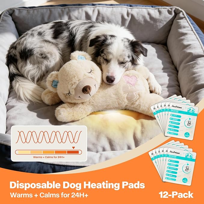 Pet Prime 12-Pack Disposable Heat Packs,24-Hour Odorless Warmth for Heartbeat Plush Toys,Soothing Comfort for Anxious Pets