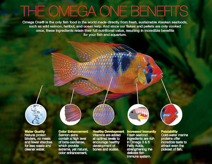 Omega One Super Color Floating Cichlid Pellets, Large, 1.75 lb x1