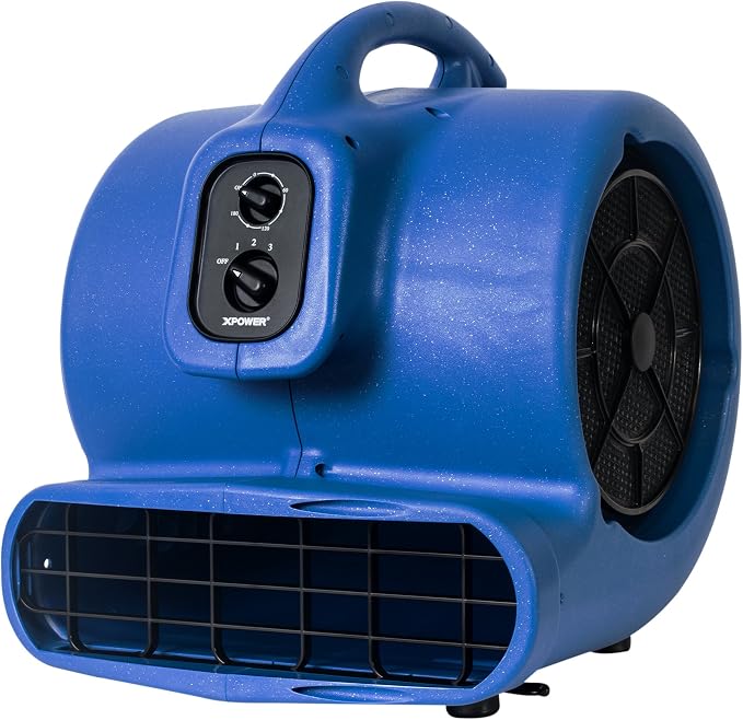 XPOWER X-800TF Pro 3/4 HP 3200 CFM Centrifugal Air Mover, Carpet Dryer, Floor Fan, Blower, Timer, Filter, for Water Damage Restoration, Janitorial, Plumbing, Home Use