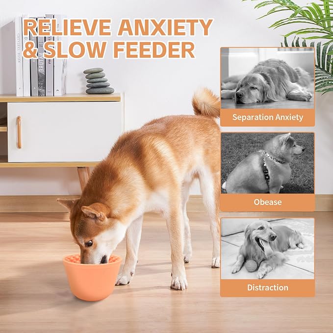 Dog Lick Bowl,Anxiety Relief Non-Slip Silicone Treat Bowl,Durable Anti-Choking Long-Lasting Enrichment Slow Feeder Licking Mat for Small Medium Large Breed,Freezable BPA Free Silicone Dishwasher Safe