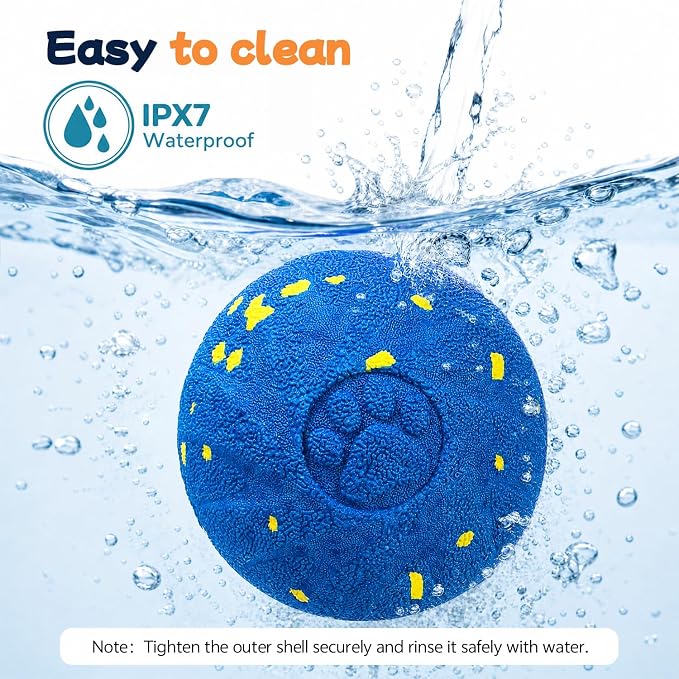 Smart Interactive Dog Toy Ball, 3 Automatic Bouncy Modes, Durable E-TPU Material for Chewing, Rechargeable and IPX7 Waterproof, Enrichment Toy for Medium and Large Dogs (Blue)