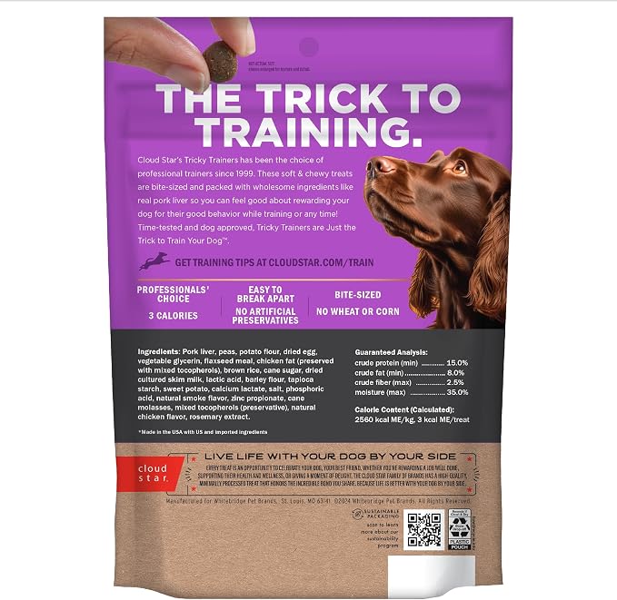 Cloud Star Tricky Trainers Chewy Dog Treats – Whole Grain Soft for Adult & Puppy