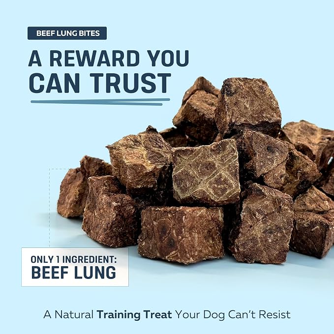 Big Lu – Bulk High-Protein Training Dog Treats, 100% Natural Single-Ingredient Beef Lung Bites, Rich in Glucosamine & Chondroitin for Joint Health, 40 oz