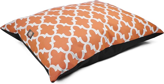 Majestic Pet Rectangle Large Comfy Non Slip Dog Crate Bed - Washable - Super Value Pillow - Dog Kennel - Large Breed 46 x 35 Inch - Trellis Orange