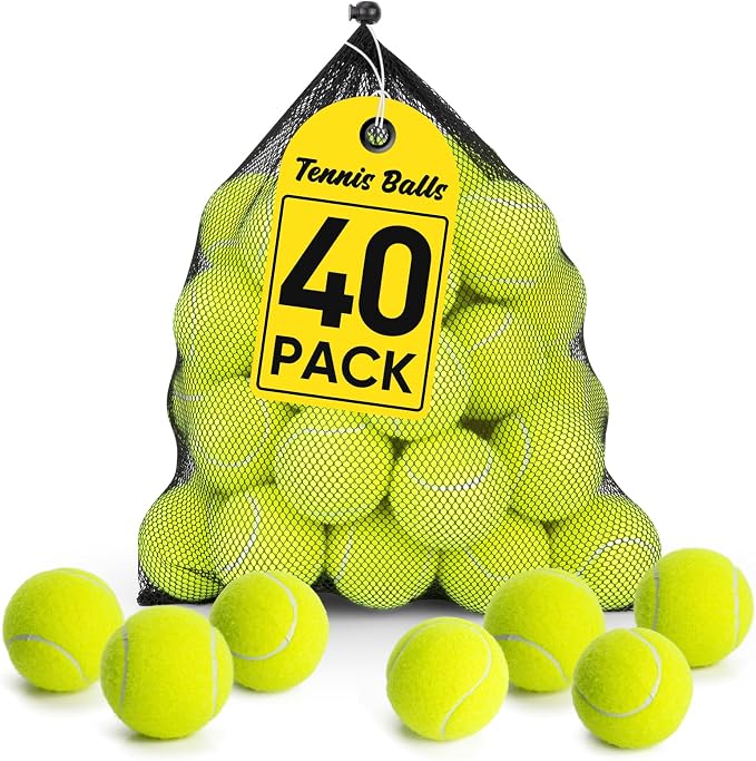 Treeroot 16/30/40/60 Pcs Tennis Balls, High Elasticity Tennis Balls Bulk, Comes with a Portable Mesh Bag, Tennis Ball for Dogs, Suitable for Beginner Training Ball, Durable & Bounce