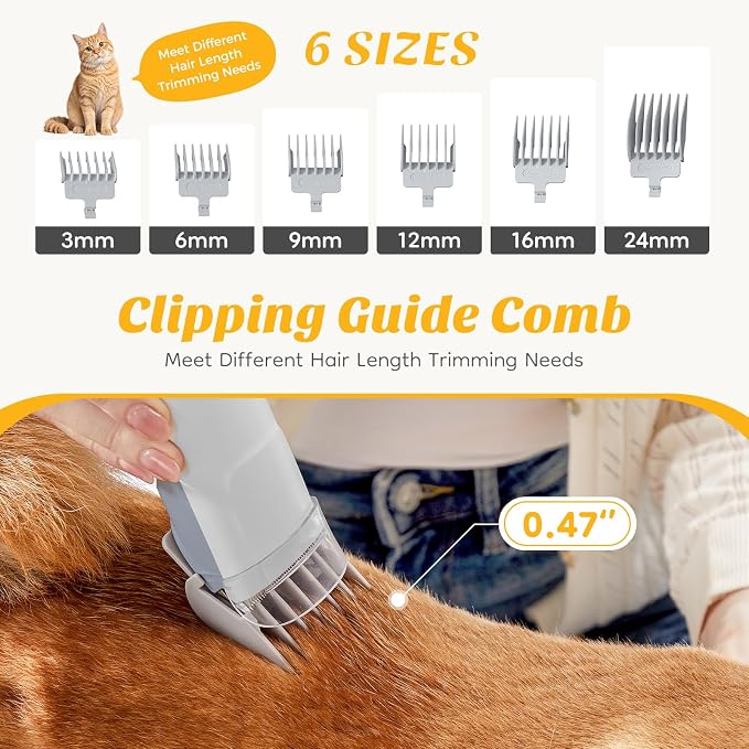 NEWBULIG Pet Grooming Vacuum Kit, 2.5L Dust Cup, 3 Suction Modes and 5 Groomer Tools, Dog Clippers with Cordless Low Noise for Cats, Dogs Other Animals Hair Trimmer