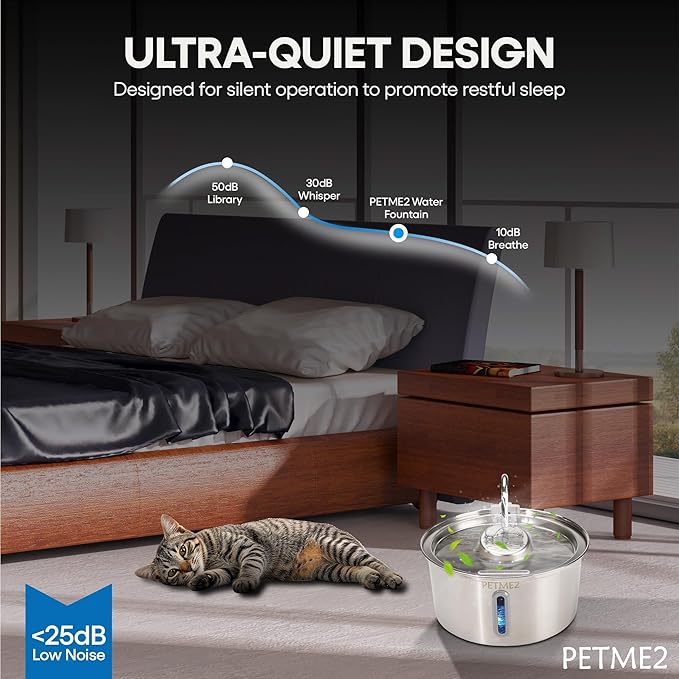 Luxury Smart Pet Fountain 2026 – 3.2L/108oz Stainless Steel Automatic Cat & Dog Water Fountain, Indoor Pet Water Dispenser with LED Light, Quiet Pump, Dual Flow Modes, 4-Layer Filter, Dishwasher Safe