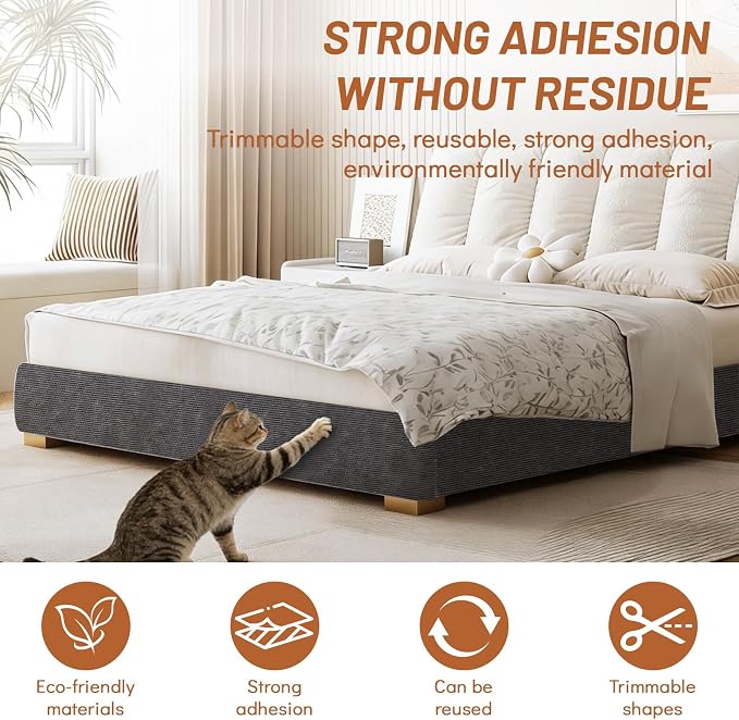Couch Protector from Cat Claws 78.7" x 15.8" Trimmable DIY Self-Adhesive Cat Scratch Mat for Furniture Couch or Wall Protector, Covering Cat Scratching Post Indoor
