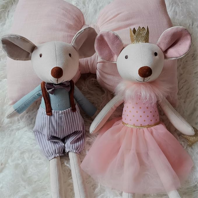 Prince Mouse Stuffed Animals,15.7" Tall Rat Plushies with Backpack Pants,Cute Stuffed Animal for Girls As Birthday, Easter