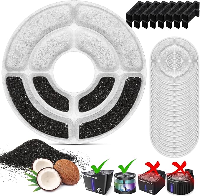 Kastty 2.2L/74oz Cat Water Fountain with 16 Pack Replacement Filters