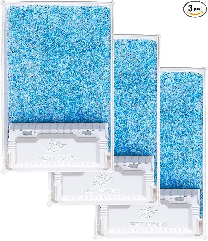 Crystal Cat Litter and Disposable Litter Trays 3 Sets Compatible with Petsafe Scoop-Free Classic/Legacy/smart Litter Boxes, Triple Leak Proof Design, Excellent OdorControl, One-Hand Disposing.