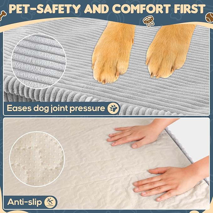 Dog Car Bed, Non-Slip Backseat Extender Pet Mat, Removable Washable Dog Bed for SUVs, Sedans & Trucks, Anti-Slip Travel Bed for Dogs, Easy Clean & Scratch-Proof & Comfort (Gray, 56" Lx28.7 W×2" H)