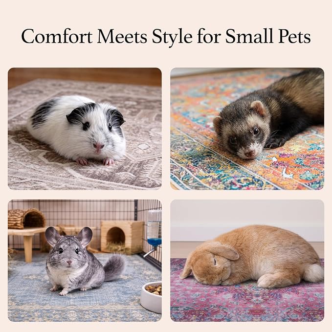 Lovewag Pets Reusable 2-Pack Small Animal Pet Bedding Mats - 16" x 24" Hamster Bedding - Machine Washable Guinea Pig Cage Liners - Guinea Pigs,Rabbits & Ferrets Waterproof Pee Pad (Rustic Terracotta)