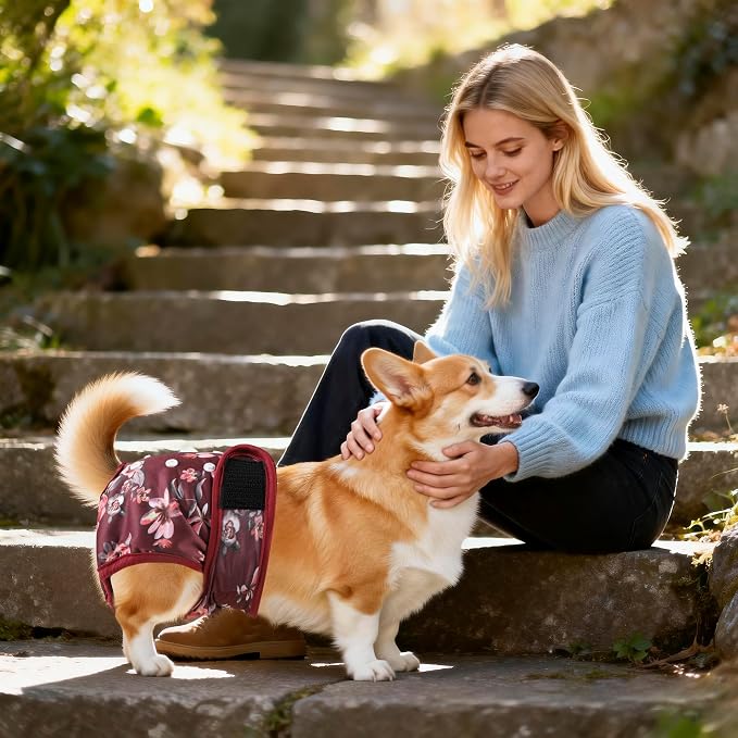 Washable Reusable Female Dog Diapers(5 Pack) Small Medium Large Doggie Puppy & Doggy Dog Diaper, Period Panties in Heat Large Butterflies and Dragonflies