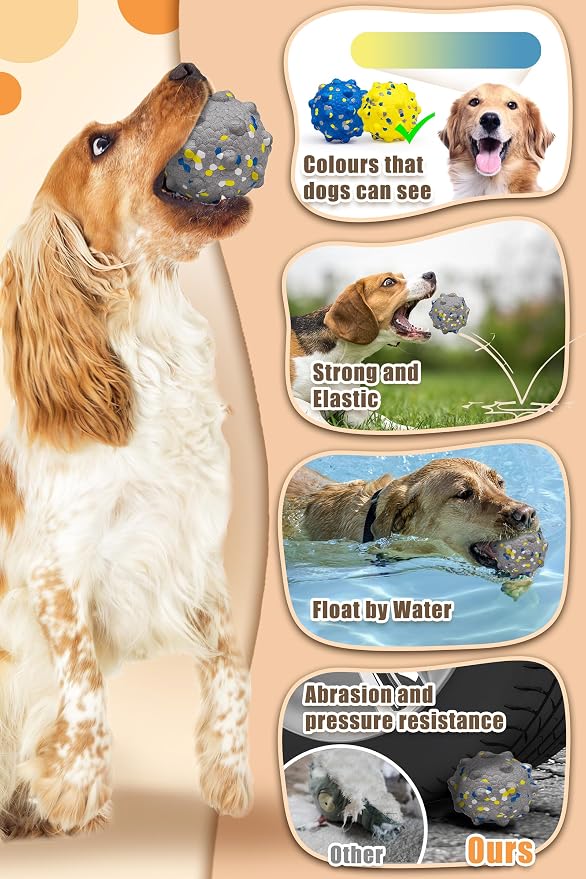 Moonorange Dog Tennis Balls for Aggressive Chewers, Indestructible Durable Bouncy Interactive Toy for Dogs Fetch Game Lightweight Floating Outdoor Training(4Pcs Small)