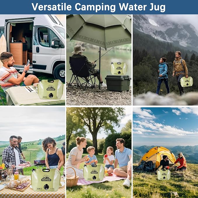 Water Jug Camping 2.1 Gallon Collapsible with Spigot, BPA Free Portable Water Pouch Foldable Water Bags for Outdoor Hiking, Travel and Emergency & Water Storage Containers (Beige-1Pcs)
