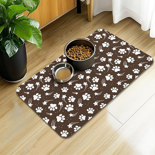 Dog Food Mat 16x24 Inch Pet Feeding Absorbent Mats for Floor Dog Cat Water Bowl Placemat Non-Slip Washable Pet Food and Water Mat
