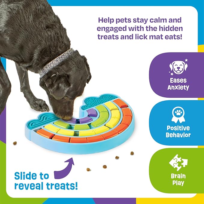 Brightkins Calming Rainbow Treat Puzzle & Lick Mats - Interactive Dog Toys, Puppy Toys for Boredom, Cat Puzzle Feeder, Mental Stimulation for Dogs, Dog Treat Activity, Brain Games for Dogs and Cats