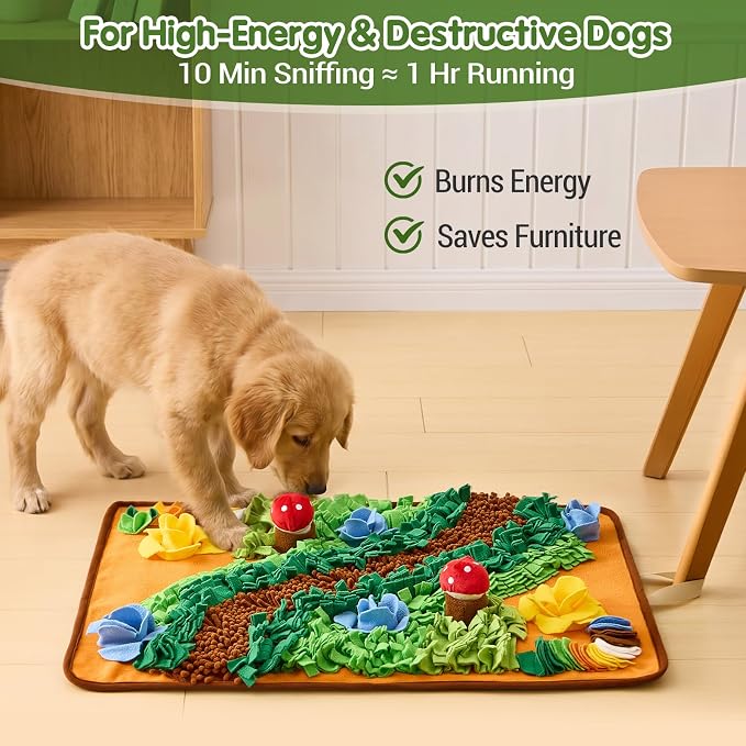 Avont Snuffle Mat for Dogs, Extra-Large 29.9"x21.3", Slow Feeder with Treat Hiding Spots & Squeaky Mushroom, Foraging Mat for All Breeds & Small Pets, Machine Washable Non-Slip