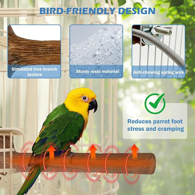 Heated Bird Perch Birdcage Heater Birds Warmer for Cage Adjustable Temperature Winter Birds Heater for Parrots Conure Cockatiels Parakeets Small Bird