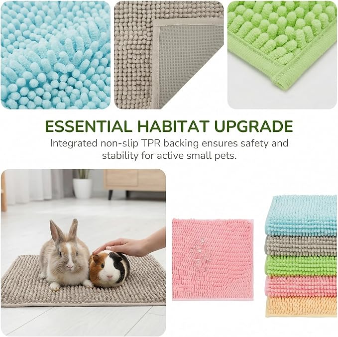 20 PCS Guinea Pig Cage Liners 30 x 40 cm (12 x 16 in) Washable Reusable Fleece Pee Pads with Non Slip Backing for Small Animals Rabbit Bunny Hamster