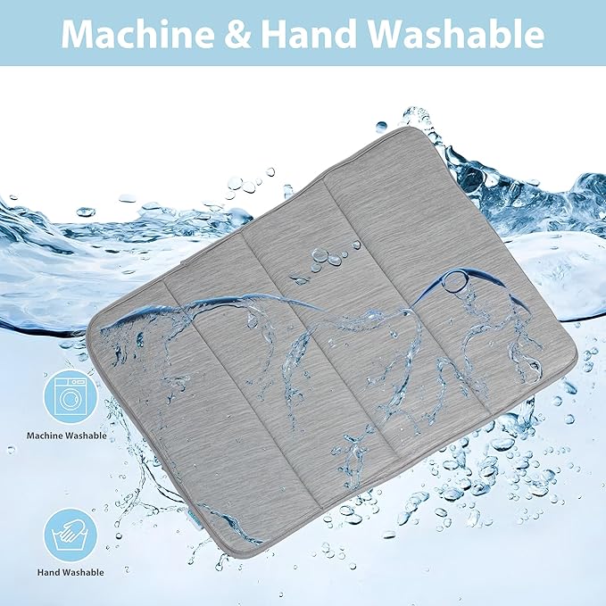 Dog Cooling Mat for Large Dogs – 35"x23" Orthopedic Memory Foam Pad for Summer, Hot Weather & Joint Relief | Washable, Non-Slip Crate Mat for Senior Dogs, Travel & Home (Grey)