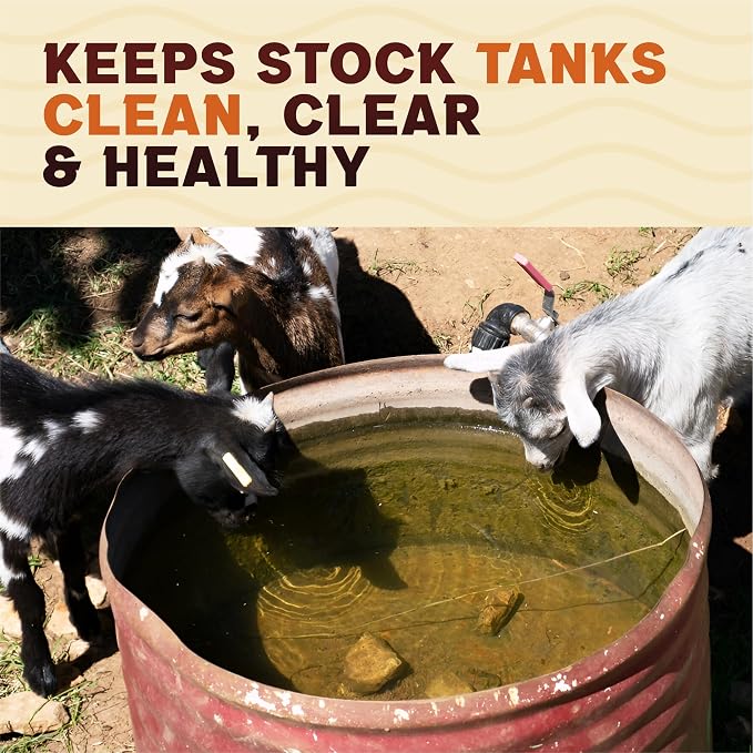 Stock Tank Clarifier - Improves Livestock Water by reducing buildup and Creating Healthier Water troughs. Safe for Horses, Cattle, Sheep, Goats & Chickens. (Tablet, 50, Count)