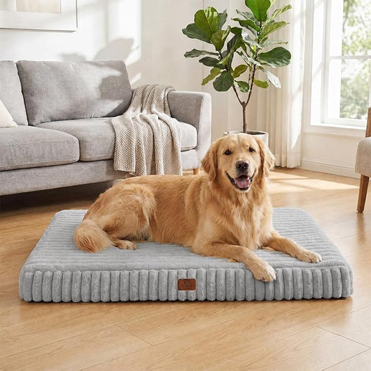 Orthopedic Dog Bed for XXL Jumbo Dog, Waterproof Pet Bed,Non-Slip Bottom and Egg-Crate Foam with Removable Washable Cover Crate Bed,Grey,47"x29"x4"
