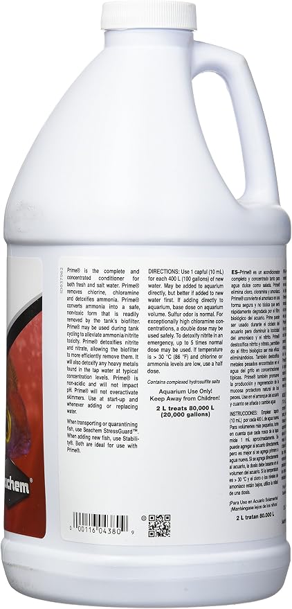 Seachem Prime Fresh and Saltwater Conditioner - Chemical Remover and Detoxifier 2 L