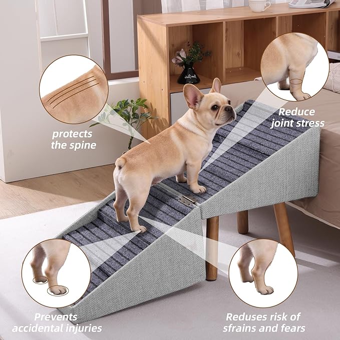 Pet Stairs for High Beds 21.06" Tall, 6-Step Dog Stairs Bedside Table Convertible, 250lbs Large Dog Steps with Storage Drawers, Non-Slip Pet Ramp for Bed Couch for Medium Large Small Dogs