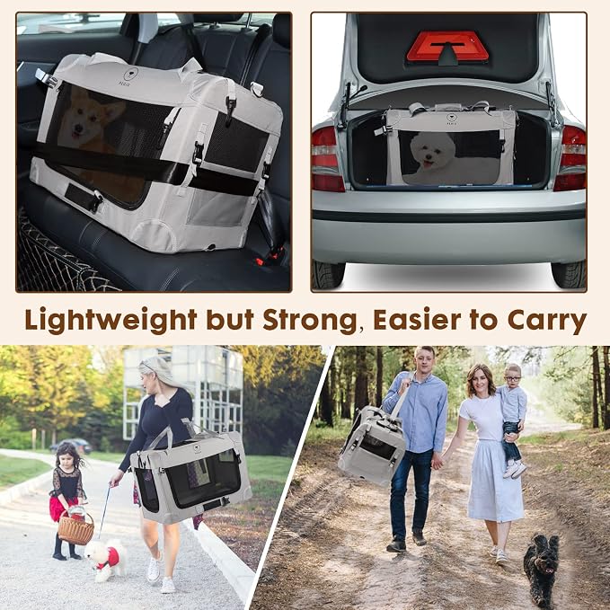 PEGIC Extra Large Cat Carrier for 2 Cats, Grey, X-Large | Portable Soft Sided, 24"×16"×16", Indoor and Outdoor Uses, For Car Traveling, Vest Visits